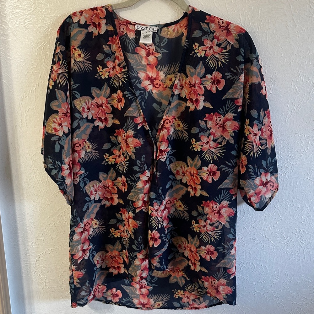 Dizzy Gal Sheer Floral Kimono Women’s Size M